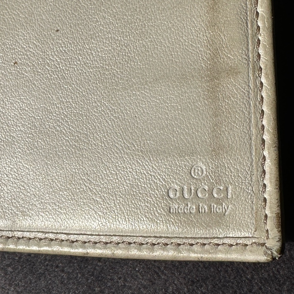 Gucci GG Canvas Continental/Long Wallet — White Leather Silver Hardware Vintage - Picture 8 of 11